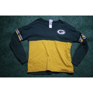 NFL Green Bay Packers Long Sleeve Tee Shirt, Colorblock Glitter Stripes - Youth